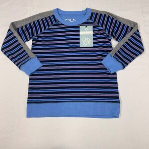 Chaser Striped Long Sleeve Sweater Recycled Polyester Blend Size‎ 6 Blue Vista